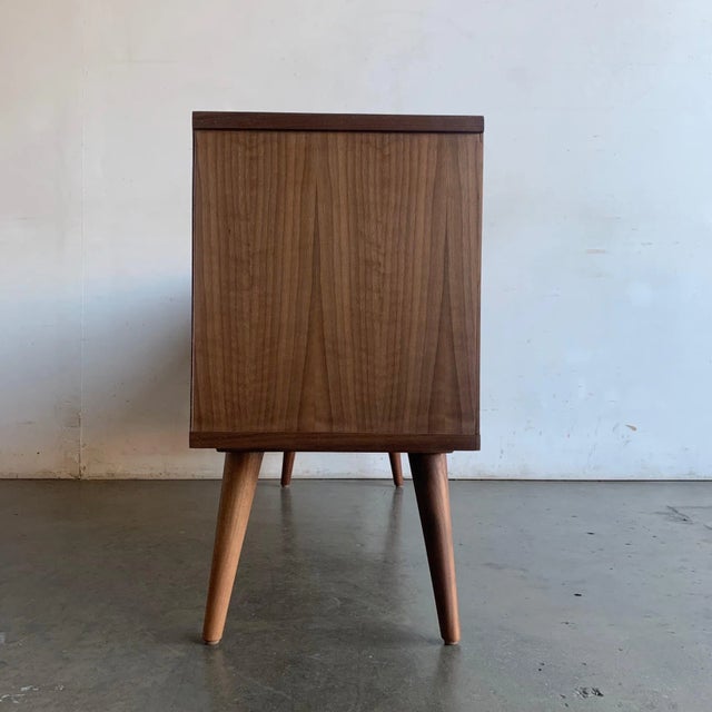 Brown Walnut Record Holder Compact Version For Sale - Image 8 of 11