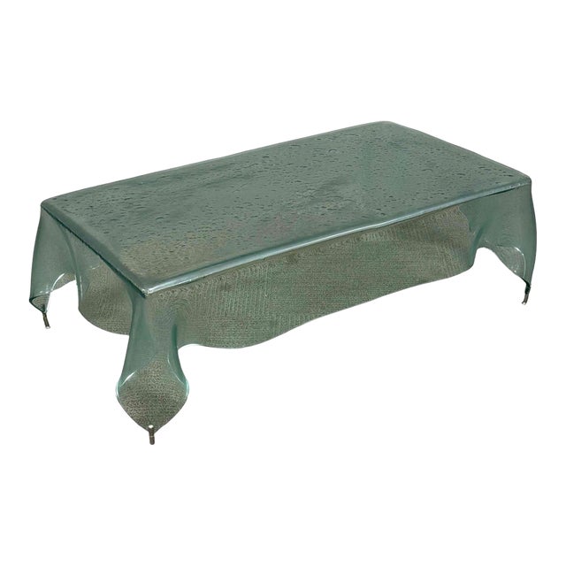 1980's Vintage Murano "attributed" Glass Hand Blown Handkerchief Coffee Table from Italy For Sale