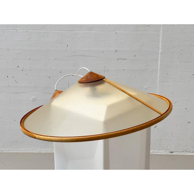 Mid-Century Modern Fiberglass and Wood Ceiling Light by Giovanni Offredi for MC Selvini, Italy, 1970s For Sale - Image 3 of 18