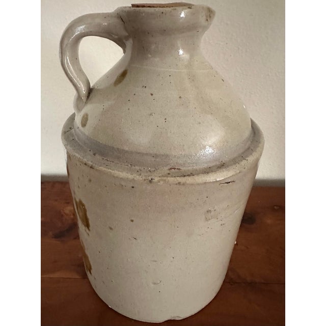 Antique Late 19th Century Sand Colored American Stoneware Jug For Sale - Image 4 of 12