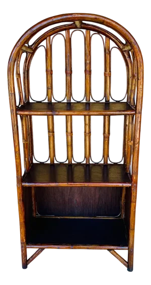 Vintage Bamboo and Rattan 2-Tier Shelf with Storage, 1960s