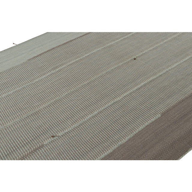 2010s Rug & Kilim’s Contemporary Custom Kilim in Blue With Gray Stripes For Sale - Image 5 of 7