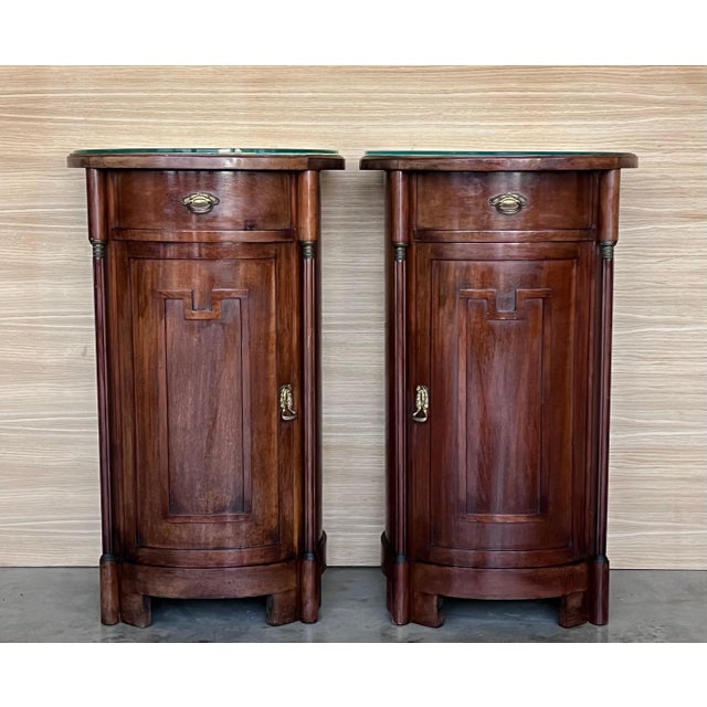 1890 Biedermeier Style Drum Tables with Drawer and Door, A Pair For Sale - Image 18 of 18