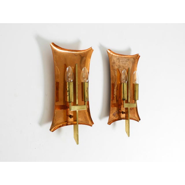 Mid-Century Modern Large Mid-Century Church Wall Lamps in Copper and Brass, 1950s, Set of 2 For Sale - Image 3 of 18