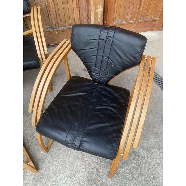 Black Mid-Century Leather Sofa, Armchair and Table, Set of 4 For Sale - Image 8 of 9