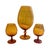 Vintage collection of mid-century modern amber Empoli art glass pieces, in the form of oversized to giant brandy snifter...