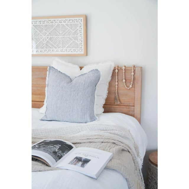 Nautical White 26x26 Down So Soft Linen Pillow For Sale - Image 3 of 7