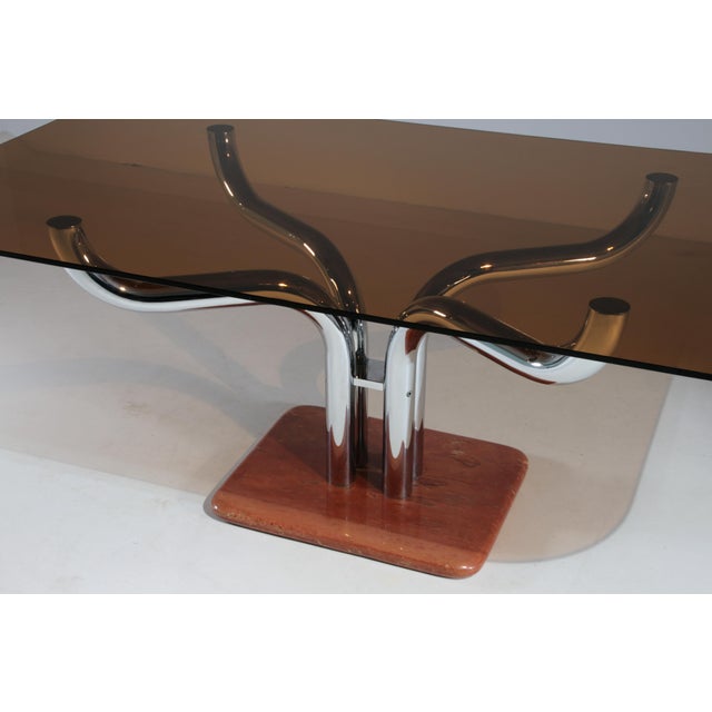 Italian Chrome and Smoked Glass Table from Guido Faleschini, 1970s For Sale - Image 12 of 18