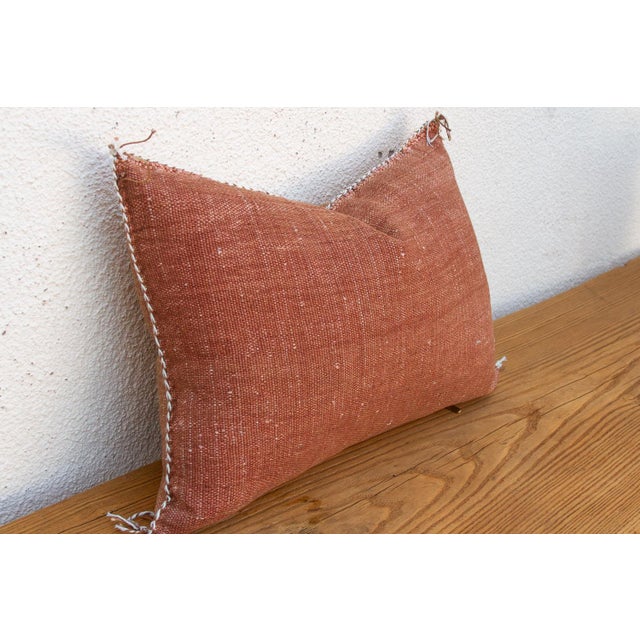 Terracotta Bow-Tie Lumbar Moroccan Silk Pillow For Sale - Image 4 of 9