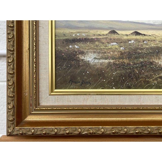 Textile Irish Landscape Art - Original Oil Painting Slemish Mountain County Antrim Ireland by Irish Artist, 1990 Circa For Sale - Image 7 of 12