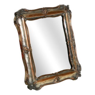 Wooden Table Mirror with Silver-Plated Frame, 1930s For Sale