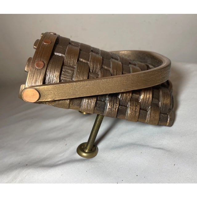 Bronze High Quality 1991 Solid Bronze Copper Woven Basket Signed Front Door Knocker For Sale - Image 8 of 10