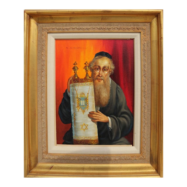 Abraham Straski, Rabbi and Torah (15-F), Painting For Sale