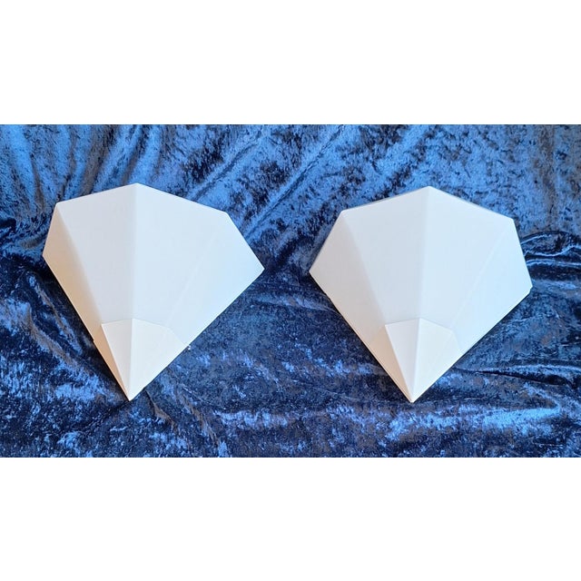 Vintage Flat Wall Lamps in Opaque White Glass and White Metal Mount from Glashütte Limburg, 1980s, Set of 2 For Sale - Image 4 of 11