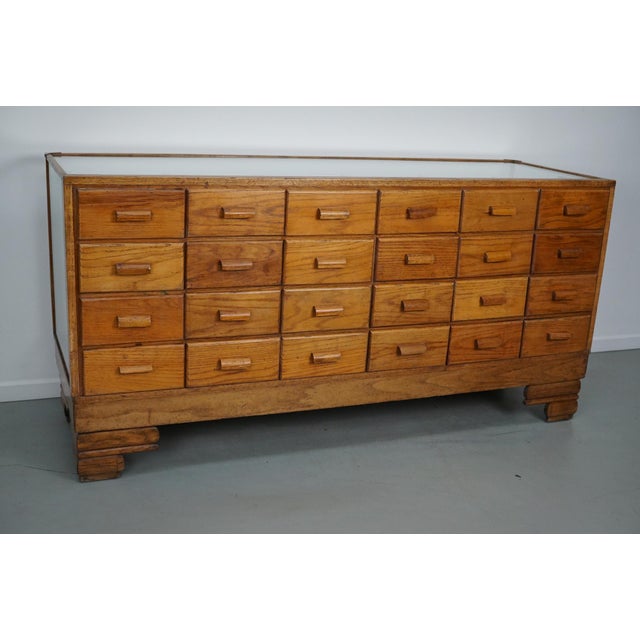 Wood Antique British Oak Haberdashery Cabinet, 1930s For Sale - Image 7 of 18