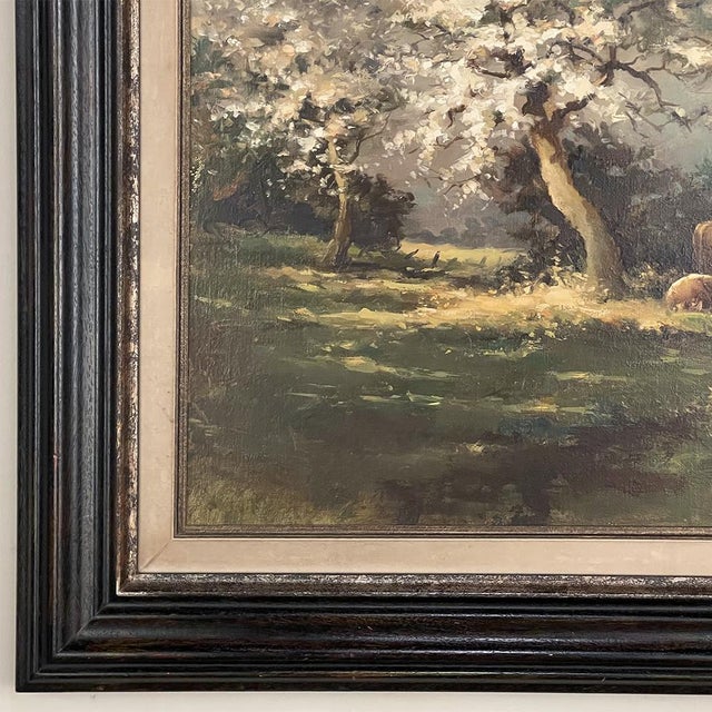 Framed Oil Painting on Canvas by E. Van Orden 'Spring Time Pastoral' For Sale - Image 10 of 16