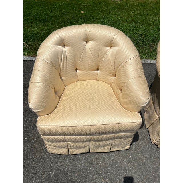 Pair of Ethan Allen Club Chairs With Matching Ottomans For Sale - Image 9 of 13
