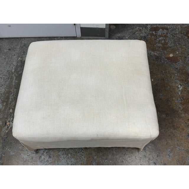 Restoration Hardware Slipcover Belgian Linen Shelter Armchair + Ottoman For Sale - Image 9 of 12