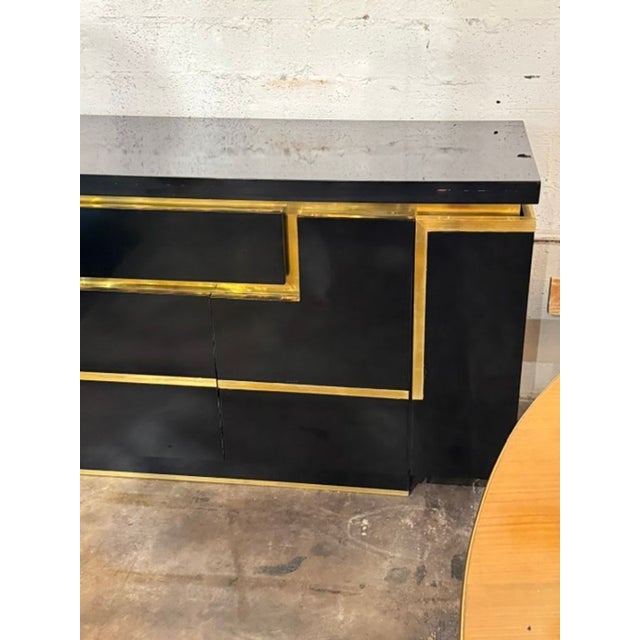 Early 21st Century Jean Claude Mahey Design Black Laquer and Brass Sideboard For Sale - Image 5 of 8