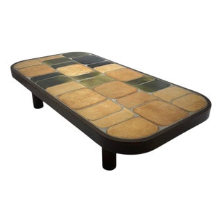 Large Shogun Coffee Table in Ceramic and Wood attributed to Roger Capron, France, 1960s For Sale