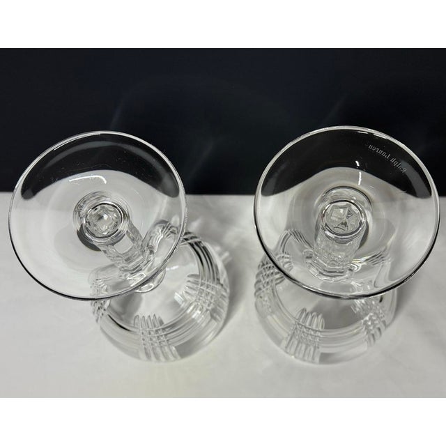 Glass Late 20th Century Ralph Lauren Glen Plaid Crystal 8.75” Water Wine Goblets - Set of 2 For Sale - Image 7 of 10