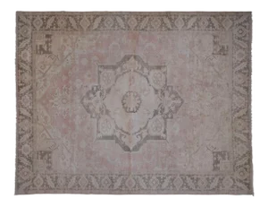 Vintage Handknotted Floor Rug Neutral Colors Oversized Rug 8'4" X 10'8"