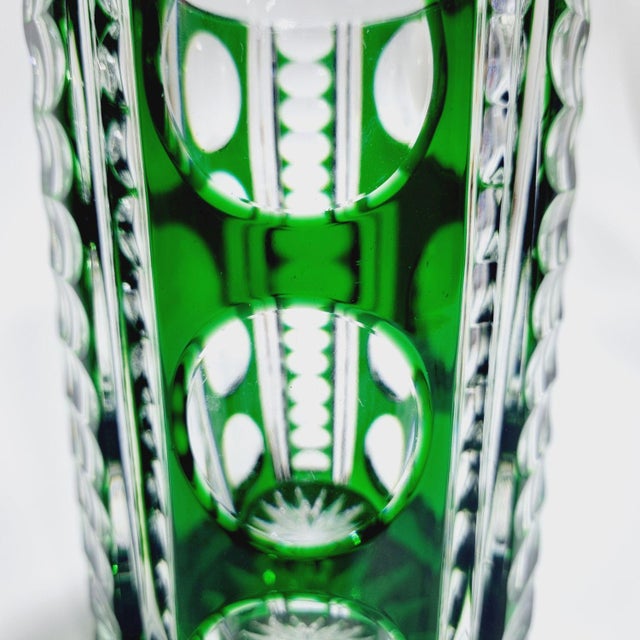 Tinted Emerald Green Lead Crystal Vase, 1970s For Sale - Image 9 of 10