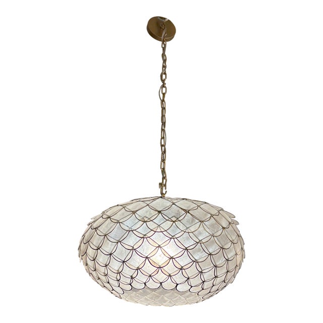Serena & Lily Capiz Scalloped Chandelier For Sale