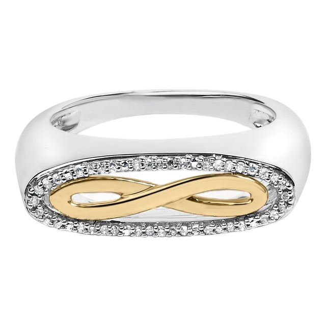 14K Yellow Gold Plated Sterling Silver Diamond Accent Infinity Ring - Size 7 For Sale