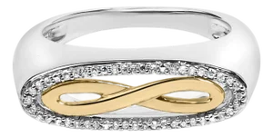 14K Yellow Gold Plated Sterling Silver Diamond Accent Infinity Ring - Size 7