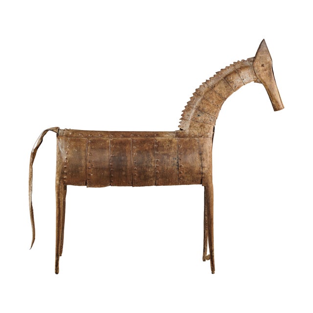 Vintage Indian Riveted Iron Horse Sculpture with Rustic Patina For Sale - Image 14 of 18