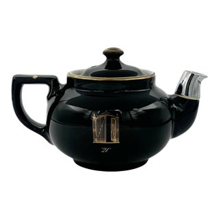 Vintage the 21 Club Nyc Restaurant Black Ceramic Teapot For Sale