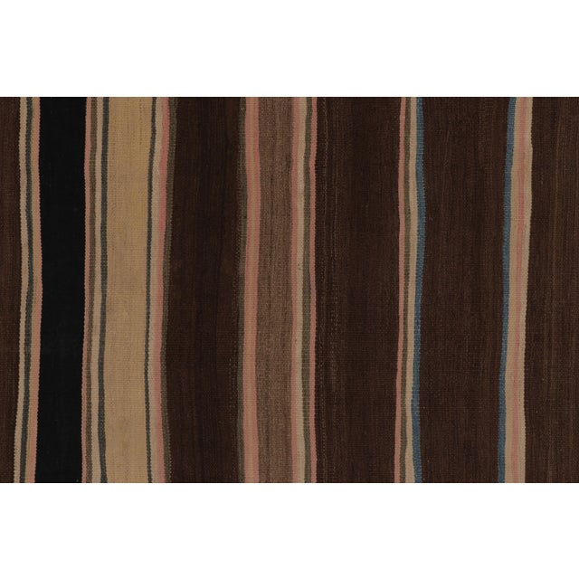 Vintage Persian Kilim, Rich Chocolate Brown Stripes and Blue Notes - Rug & Kilim For Sale In New York - Image 6 of 8