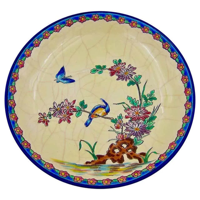 French Emaux De Longwy Chinoiserie Footed Bowl Decorated by Albert Kirchtetter For Sale - Image 11 of 11