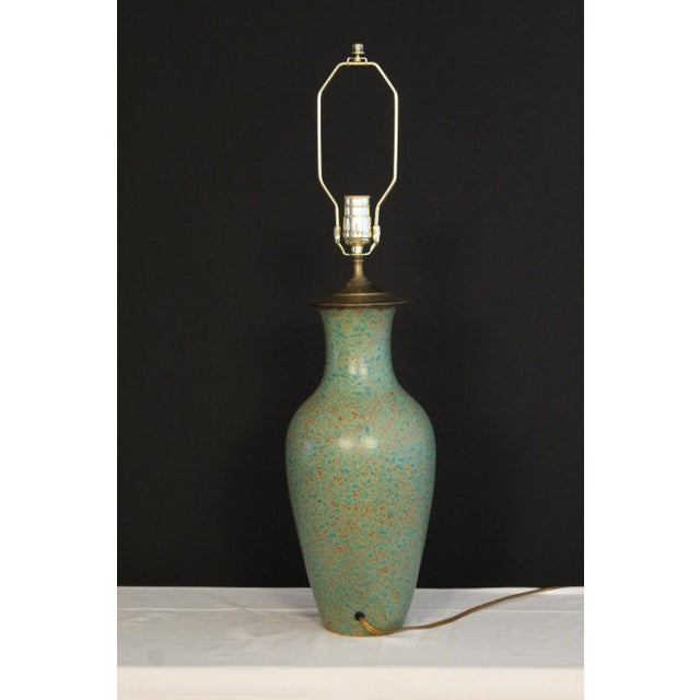 Green 1940s Ming Style Granite Finish Table Lamp For Sale - Image 8 of 12