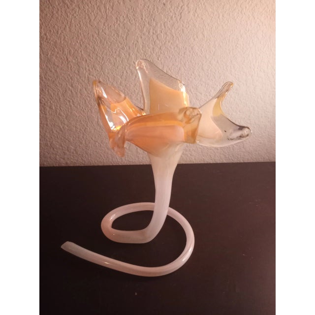 1970s Murano Style Glass Italy Flower Vase For Sale - Image 4 of 6