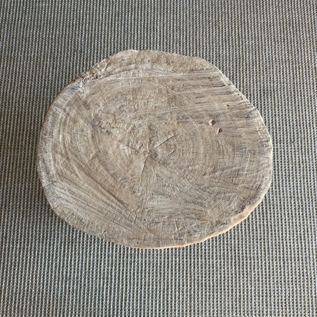 Brown Vintage Elm Wood Chop Block Table #Q53 For Sale - Image 8 of 8