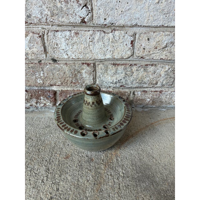 Mid-Century Modern Vintage Ceramic Candle Holder, France For Sale - Image 3 of 10