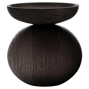 Bowl Shape Black Stained Oak Vase by Applicata