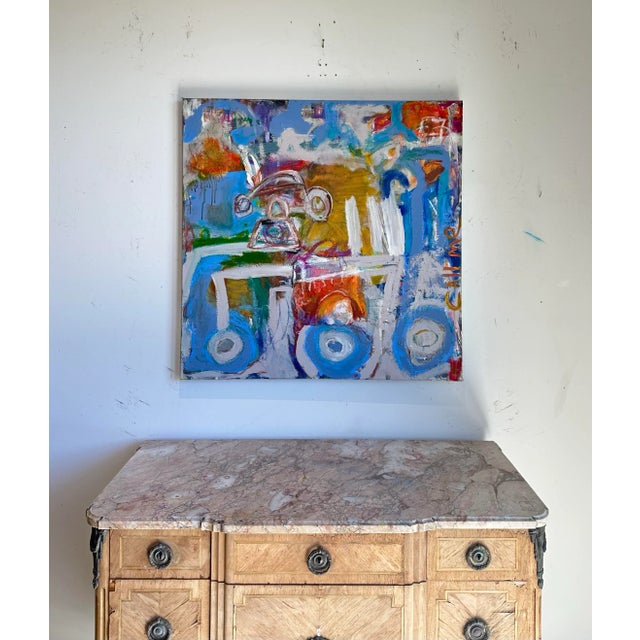 Colorful Abstract Painting on Canvas For Sale - Image 9 of 10