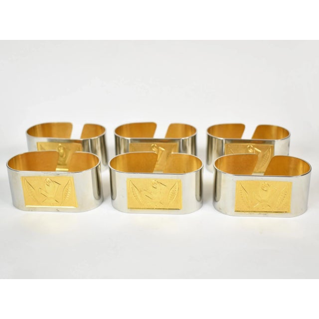 Beautiful set of 6 napkin rings with beautiful gold and silver color and rose floral design will enhance your dinner table...