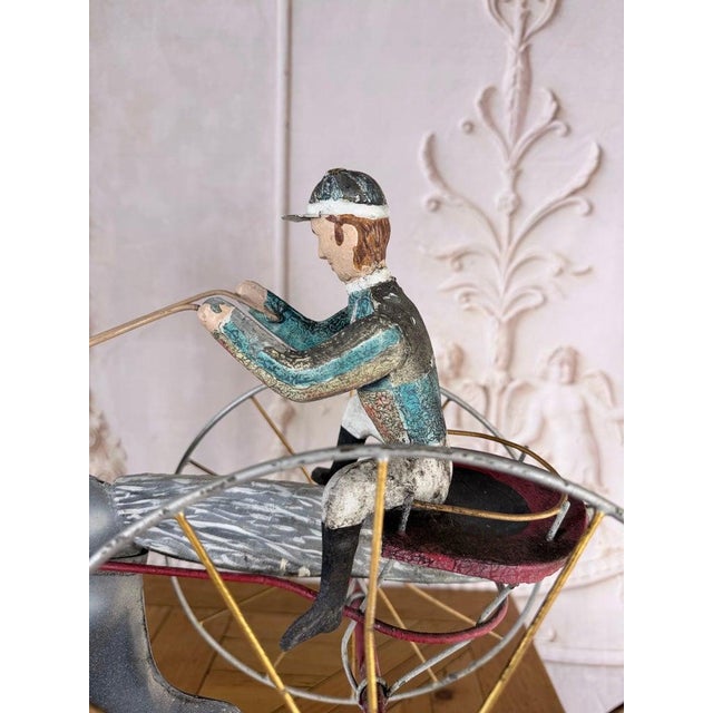 American Folk Art Painted Metal Horse & Sulky Weathervane For Sale In Los Angeles - Image 6 of 13