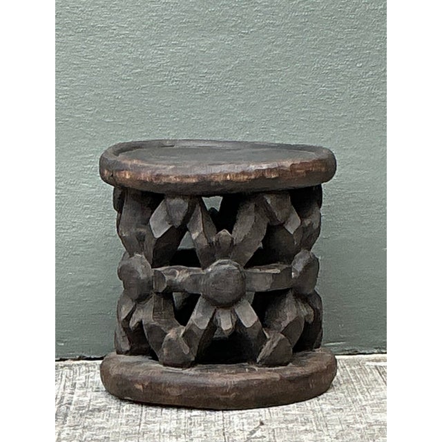 Vintage Hand Carved Bambileke Low Stool For Sale - Image 9 of 12