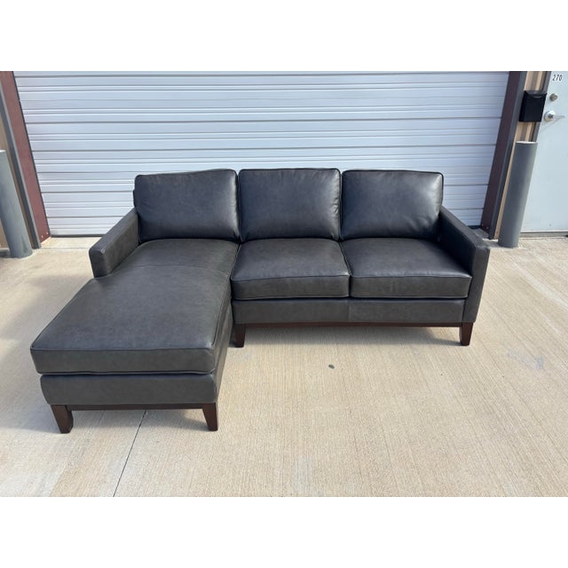 2020s Harlow Leather Dark Grey Modern Sectional, Paul Michael Company For Sale - Image 5 of 11
