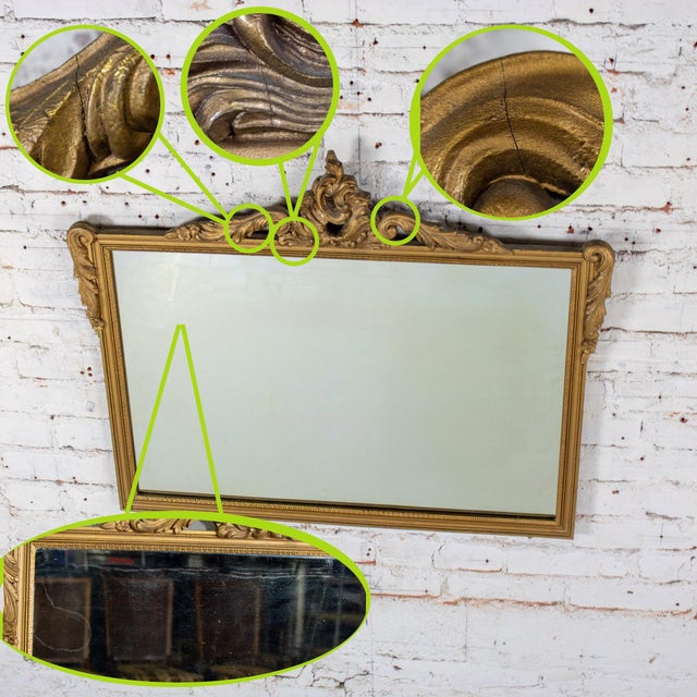 Early to Mid-20th Century Baroque or Rococo Style Wall Mirror With Carved Gilded Ornate Details For Sale - Image 17 of 18