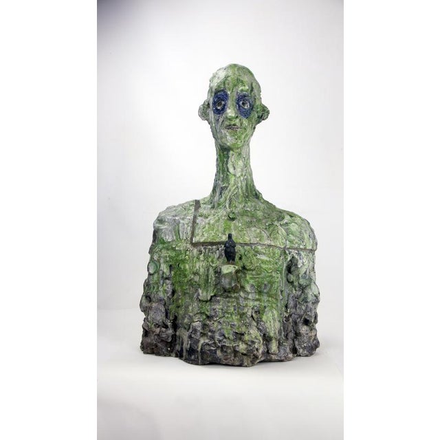 Green Expresionist Ceramic and Bronze Bust Sculpture by Óscar Aldonza Torres, 2021 For Sale - Image 8 of 18
