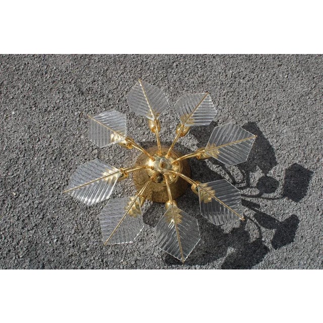 Golden Metal and Crystal Round Chandelier from Stilkronen, 1970s For Sale - Image 10 of 10