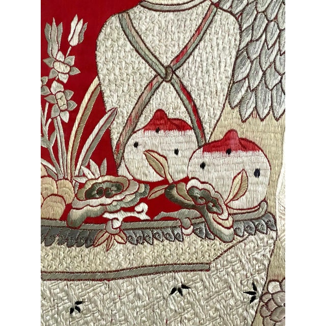 Chinese Framed Chinese Embroidery Panel of Longevity Deities For Sale - Image 3 of 13