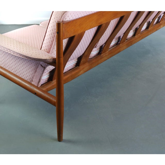 Wood 8 Ft Long Grete Jalk for France and Son Four Seat Sofa Denmark For Sale - Image 7 of 10