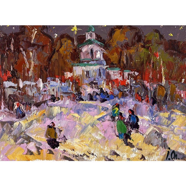 Oil Painting Evening Arrival at Church Oleksiy Ivanyuk For Sale